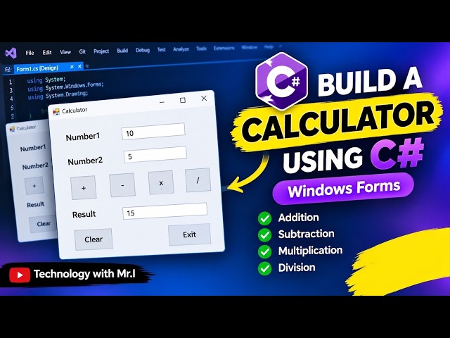 A Calculator Using C# | Windows Forms | Beginner C# Project 🧮💻