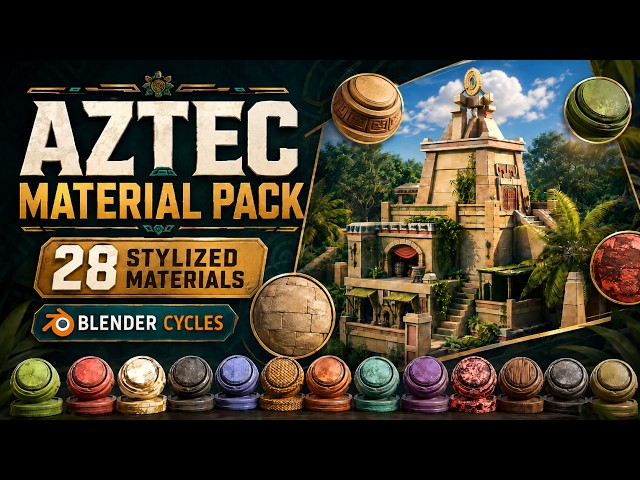 28 Stylized Aztec Materials for Blender Cycles | Shader Pack Showcase