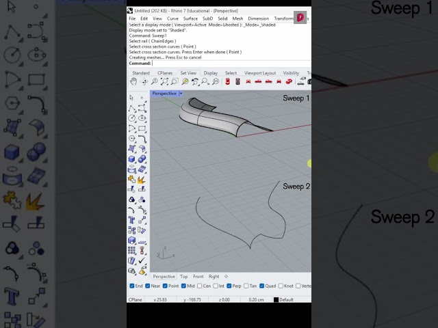 Rhino Tutorial Sweep 1 vs Sweep 2 #rhino3d #tutorial #parametricdesign