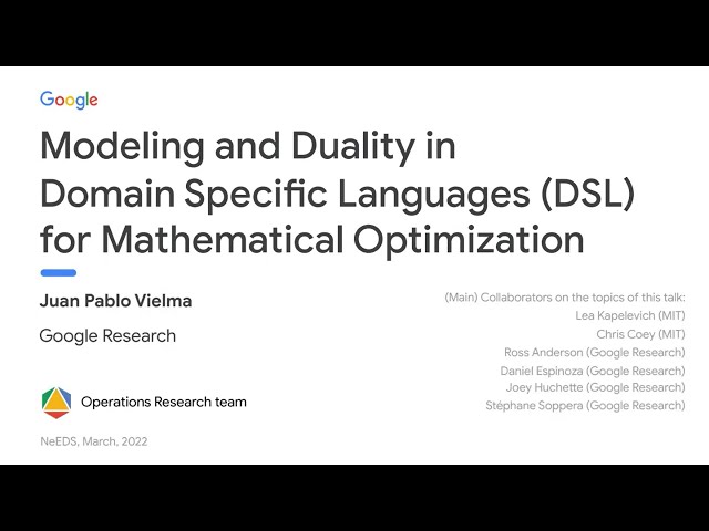 Juan Pablo Vielma: "Modeling and duality in domain specific languages for mathematical optimization"