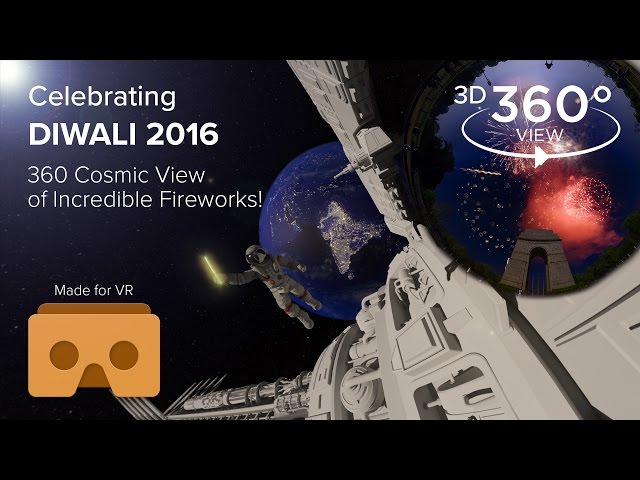 Diwali 2016 - 360 Degree Cosmic View of Diwali Fireworks - Indian Festival of Lights | 3D 360