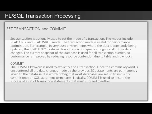 Introduction to PL/SQL Transactions