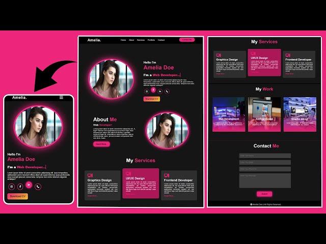 Complete Personal Portfolio Website Using HTML CSS | Responsive Website Design | Portfolio Section