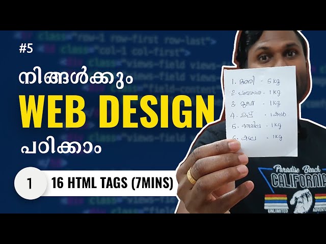 Part 1 - HTML Malayalam Tutorial For Beginners | Malayalam | 16 Tags in 7 Mins |  Web Diary