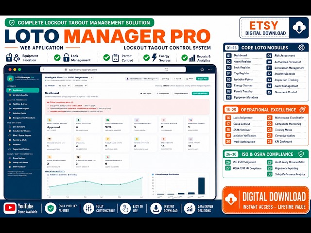 LOTO Manager Pro — Offline Lockout/Tagout | OSHA 1910.147 & ISO 45001 Compliance App Demo