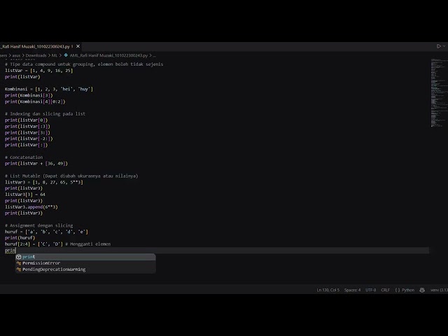 Implementasi Dasar Bahasa Python - Rafi Hanif Muzaki - 101022300243