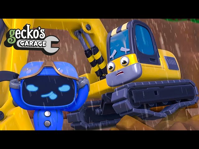 Brave Blue Mech Saves The Excavator｜Gecko's Garage｜Cartoon For Kids｜Learning Videos For Toddlers