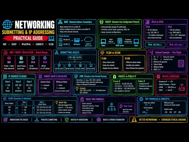 Subnetting & IP Addressing Complete Guide | FLSM, VLSM, CIDR, NAT, DHCP & IPv4/IPv6