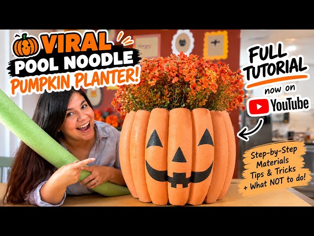 Viral Pool Noodle Pumpkin Planter DIY 🎃 | Step-by-Step Tutorial
