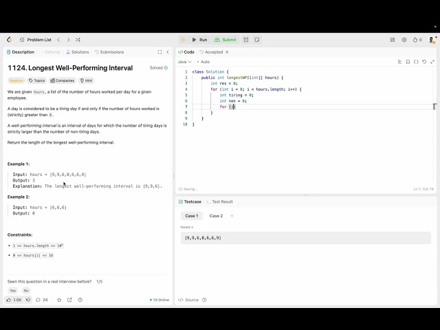 Longest Well-Performing Interval (Java)