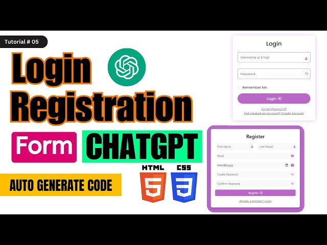 Create Login & Registration Form with ChatGPT  Using HTML, CSS🚀