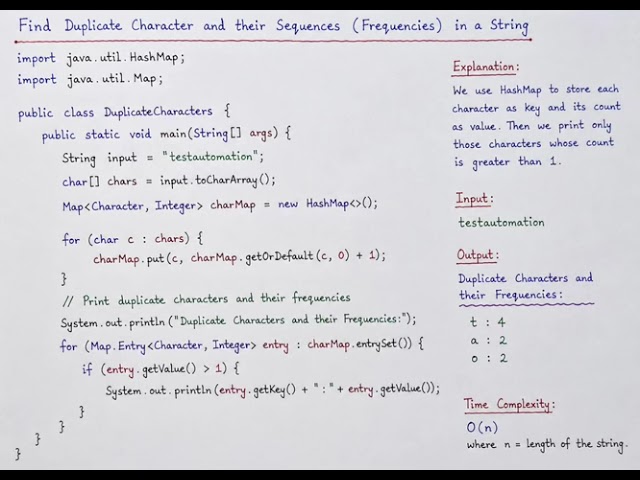 Find Duplicate Characters and Their Sequence in a String #shorts #viralvideo 