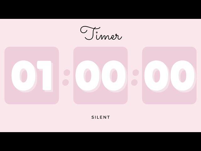 🌸 1 Hour Silent Timer with Cute Ending Alarm | Pastel Pink Timer