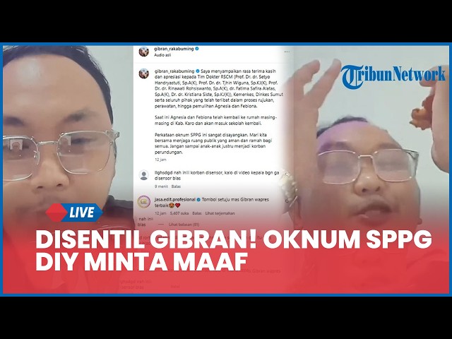 Disentil Gibran! Oknum SPPG DIY Minta Maaf: Saya Tak Singgung Program, Tak Bermaksud Ejek Korban