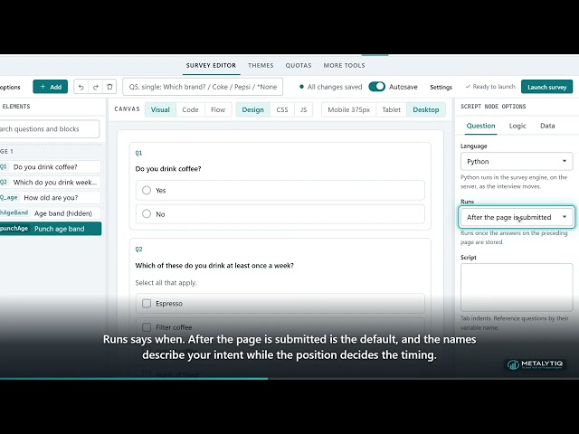 13. Python scripting with pyscript | Metalytiq Survey Cloud training