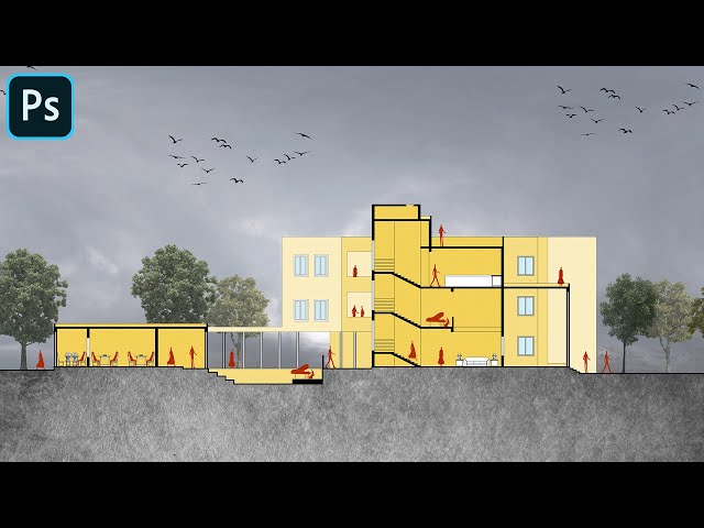 Architectural Section Rendering in Photoshop | Easy Tutorial