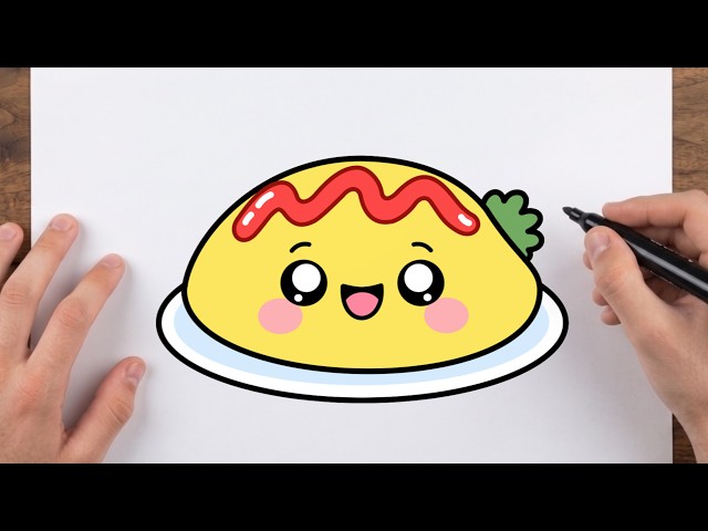 How to Draw a Cute Omlet | Easy Step by step drawing for kids.