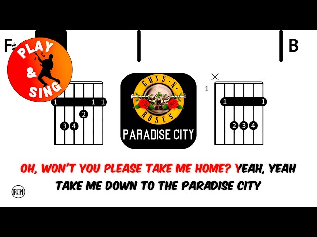 Guns N' Roses - Paradise City | Scrolling Guitar Chords & Lyrics