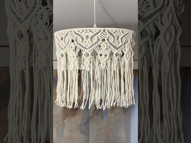 Macrame Lampshade Tutorial | Boho Natural White & Grey Hanging Lamp DIY
