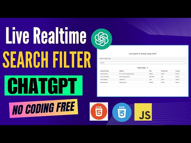 Real Time Live Search Filters with ChatGPT – No Code | HTML  ,CSS , JS