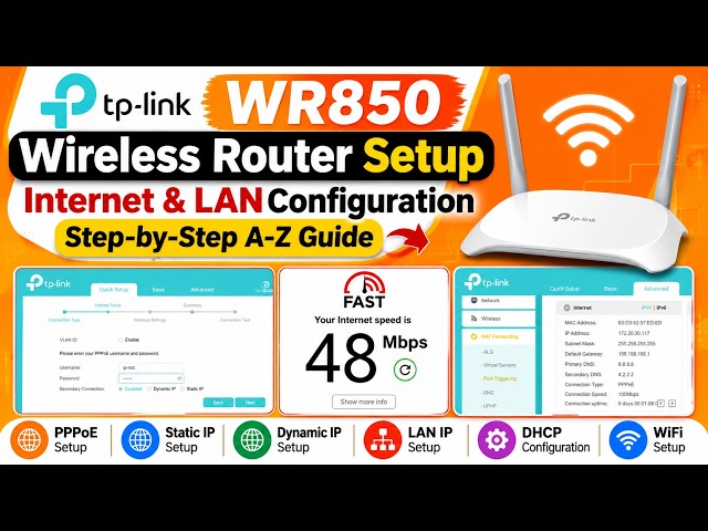 TP-Link WR850 Router Setup | Internet & LAN Configuration | Complete A-Z Guide