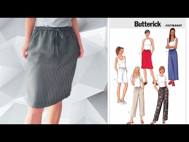 Butterick 3460 Sew Along // DIY Elastic Waist Skirt with Drawstring & Side Slits Sewing Tutorial