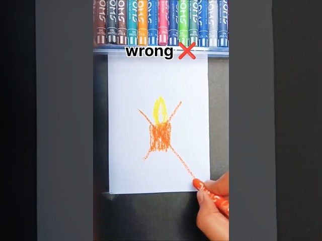 Easy Candle Drawing with Oil Pastels (Re-upload) | Step by Step Tutorial