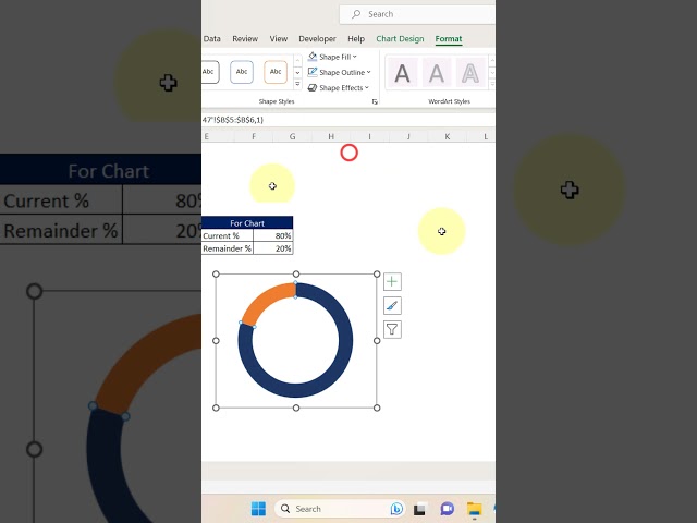 Excel Trick 47 - How to Create Progress Circle Chart in MS Excel #shorts