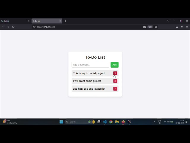 Simple To-Do List Project in HTML CSS and javascript 