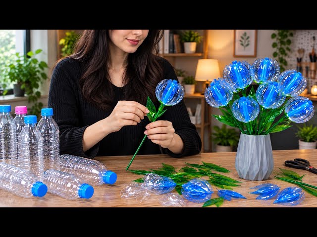 ♻️ Turn Waste Into Art: Easy Plastic Bottle Flower Craft Tutorial 🌸