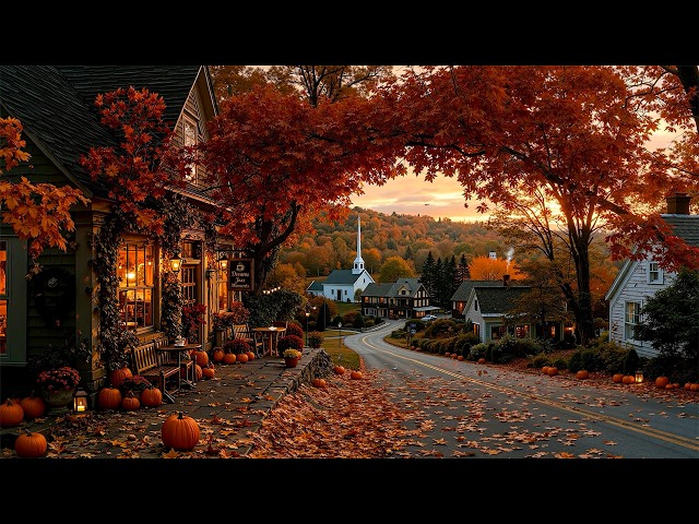 Quiet Autumn Café in a Peaceful Vermont Village 🍁 Deep & Soothing Jazz for Reading, Coffee & Unwind☕