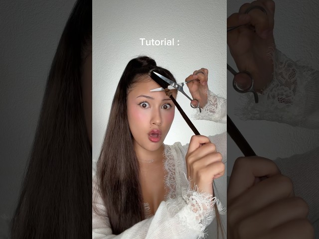 Easy DIY curtain bangs ✂️ haircut #tutorial #curtainbangs #hairstyle #hair #hairtok