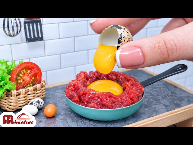 🥪 Perfect Mini Beef & Egg Stuffed Breakfast Sandwich | ASMR Cooking Mini Food
