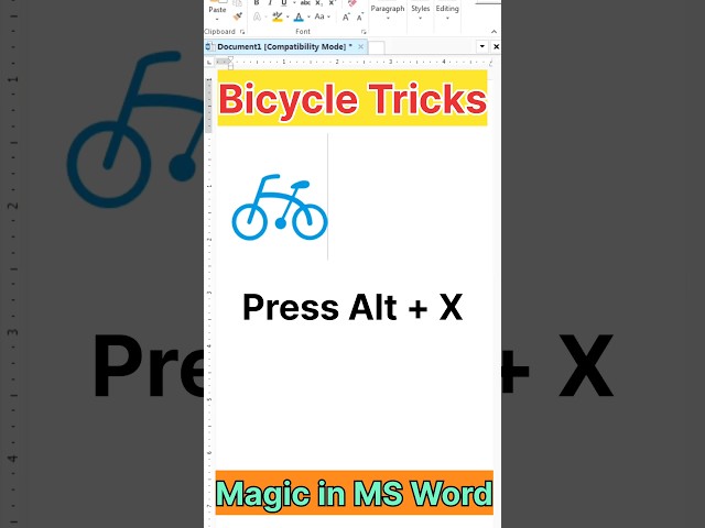 Bicycle Tricks in MS Word | magic in ms word #shorts #trending #viralvideo #msword