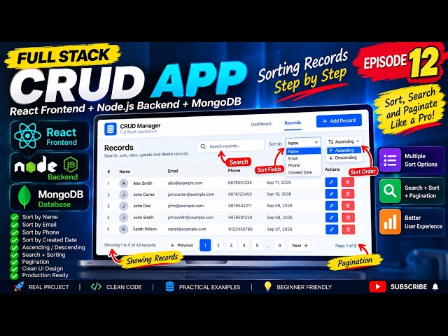 (Ep. 12) Node.js Sorting | Search, Sort & Pagination with React + MongoDB
