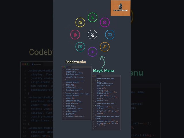 Create the magic menu by Html, Css, Js #html #css #js #codebytushu
