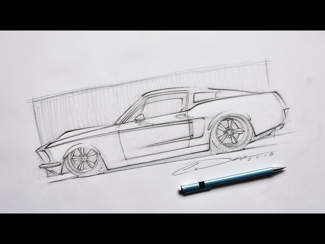 How to Draw Cars - Ford Mustang Pencil Sketch