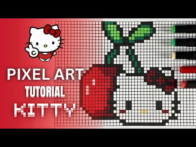 Pixel Art Tutorial: Drawing & Coloring Hello Kitty Step by Step 🎀🐱