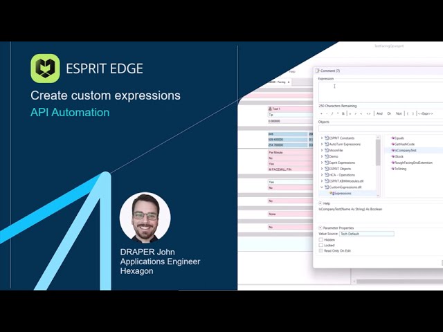 Create custom expressions in ESPRIT EDGE | API Automation