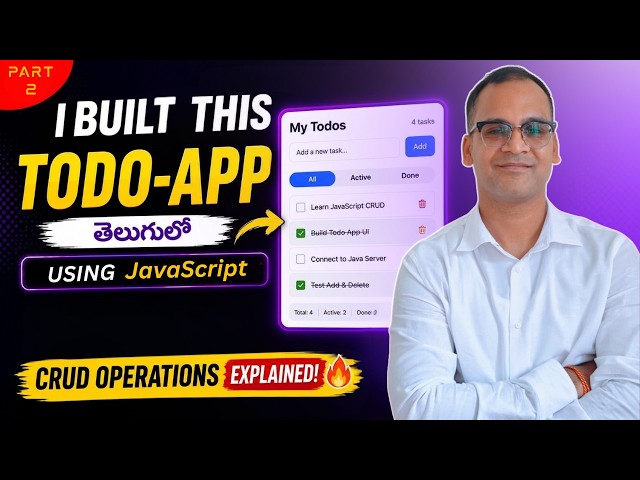 🚀 JavaScript CRUD Operations Explained | Build a Real Todo App | Telugu #coding