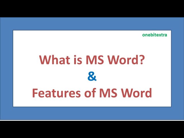 MS Word | MS Word features | Ms word characteristics | hindi | Word processing | ms word kya hai