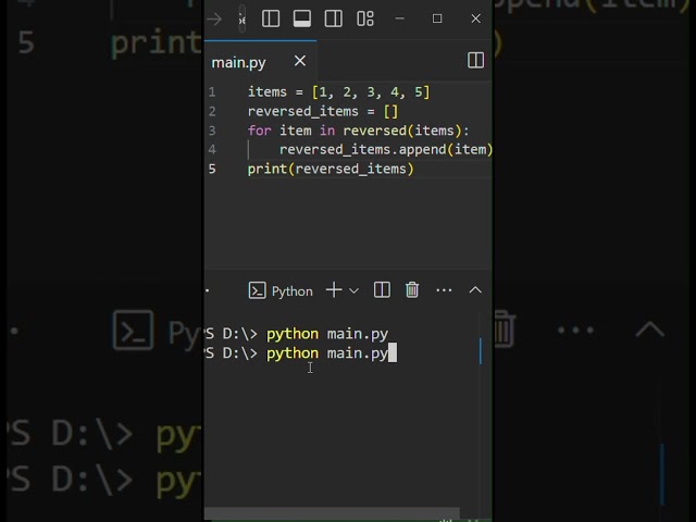 Python's One-Line Magic to Reverse Lists!  🔄🐍 #codinghacks #python #pythonprogramming #codinghacks