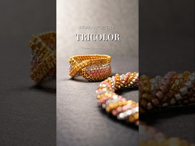 TRICOLOR Jewelry Set | Handmade Beaded Bracelet & Ring | Japanese Seed Beads