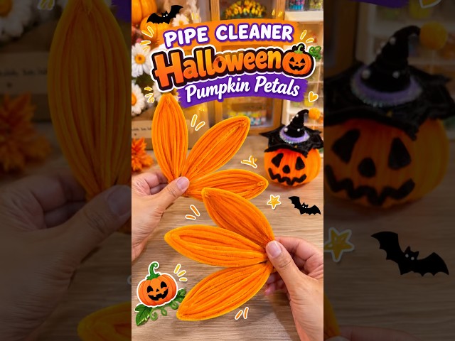 How to Make Pipe Cleaner Halloween Pumpkin Petals 🎃 | DIY Craft #shorts #halloweencrafts