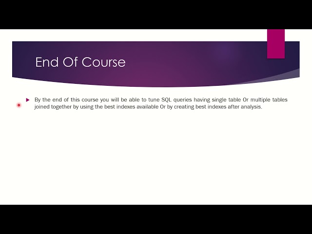 Oracle SQL Performance Tuning Day 3 - Introduction - Summary