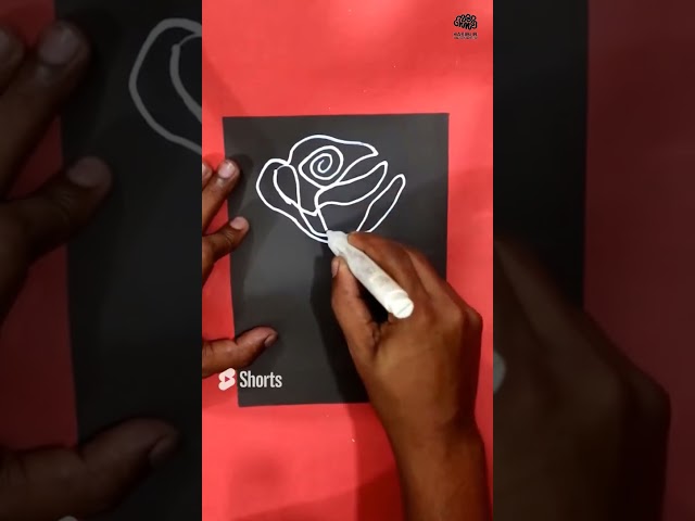 One line art a Rose on black paper #shorts