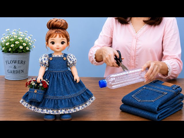 I Turned a Plastic Bottle & Old Jeans into a Dream Doll ✨ The Best Recycling Idea 