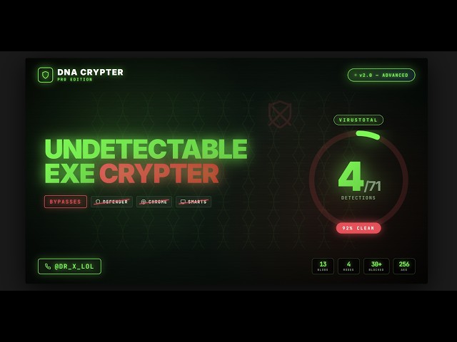 🧬 DNA Crypter -- Bypass Windows Defender + Chrome + Red SmartScreen | EXE Protector & Anti-RE Suite