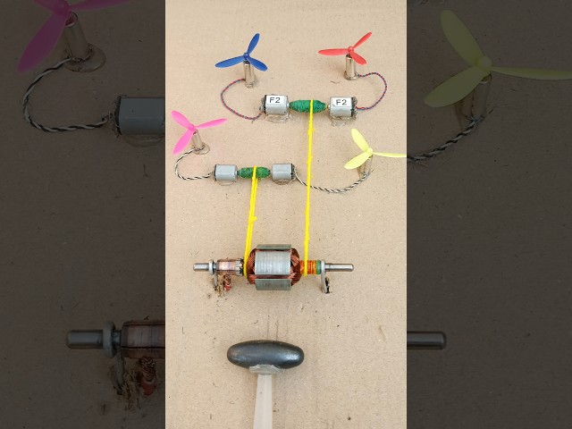 DIY Magnetic Attraction 🧲 Armature → 2 Generators ⚡ → 4 Drone Motors 🚁 | Unique Power Experiment