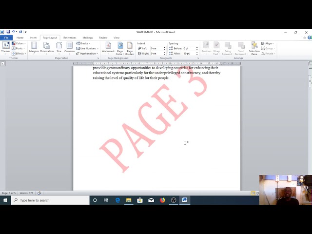 How to insert a customized watermark on only one page in MS Word